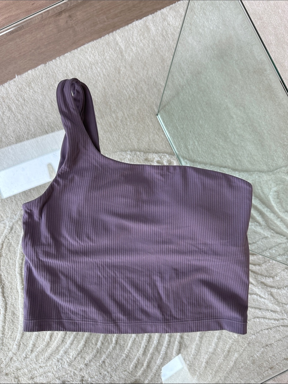 Lululemon One-Shoulder Ribbed Crop Top in Dusty Purple